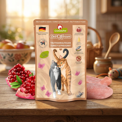 Alimento umido senza cereali con tacchino e fagiano per gatti adulti