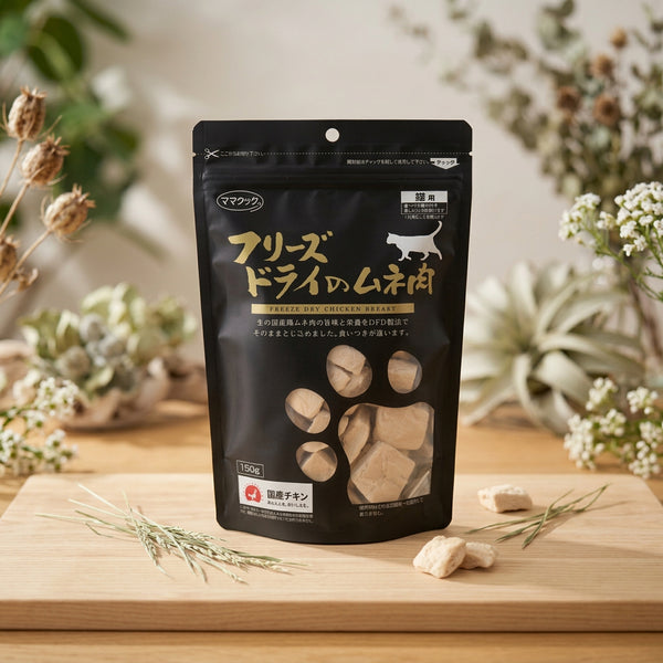 Snack per gatti a base di petto di pollo liofilizzato, in un’unica confezione richiudibile